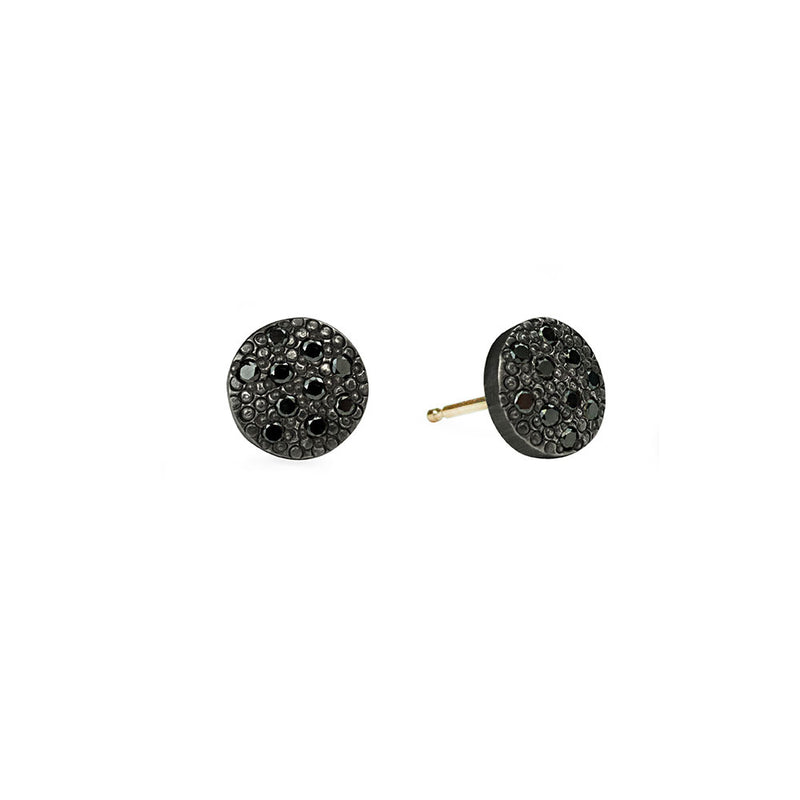 Sterling Silver Black Rhodium CARMELA stud earrings with black diamonds