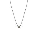 Sterling silver black rhodium CARMELA mini disc necklace with champagne and white diamonds