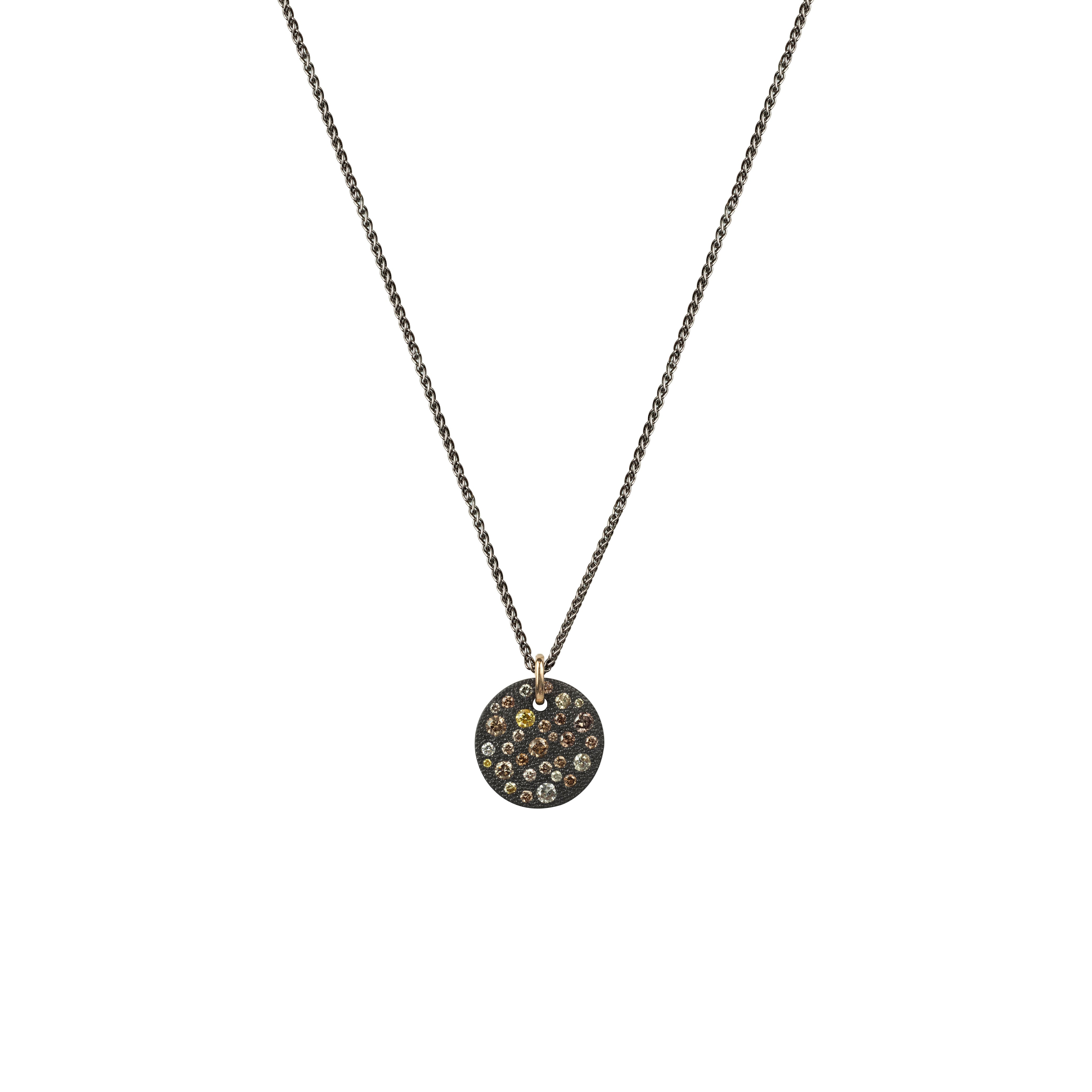 Sterling Silver Black Rhodium CLOVE champagne diamond pendant