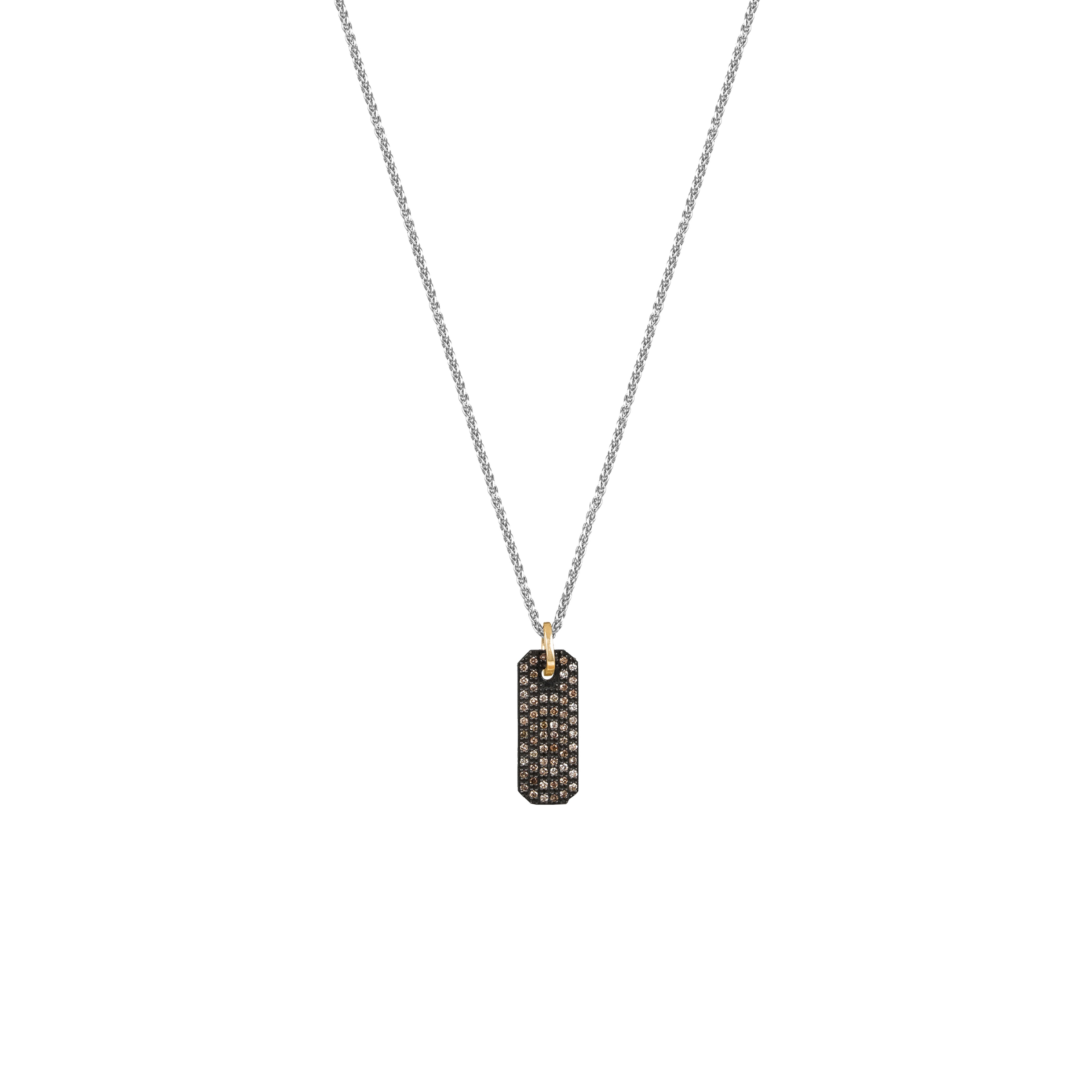 Sterling Silver Black Rhodium THEO Mini Bar Pendant with Champagne Diamonds