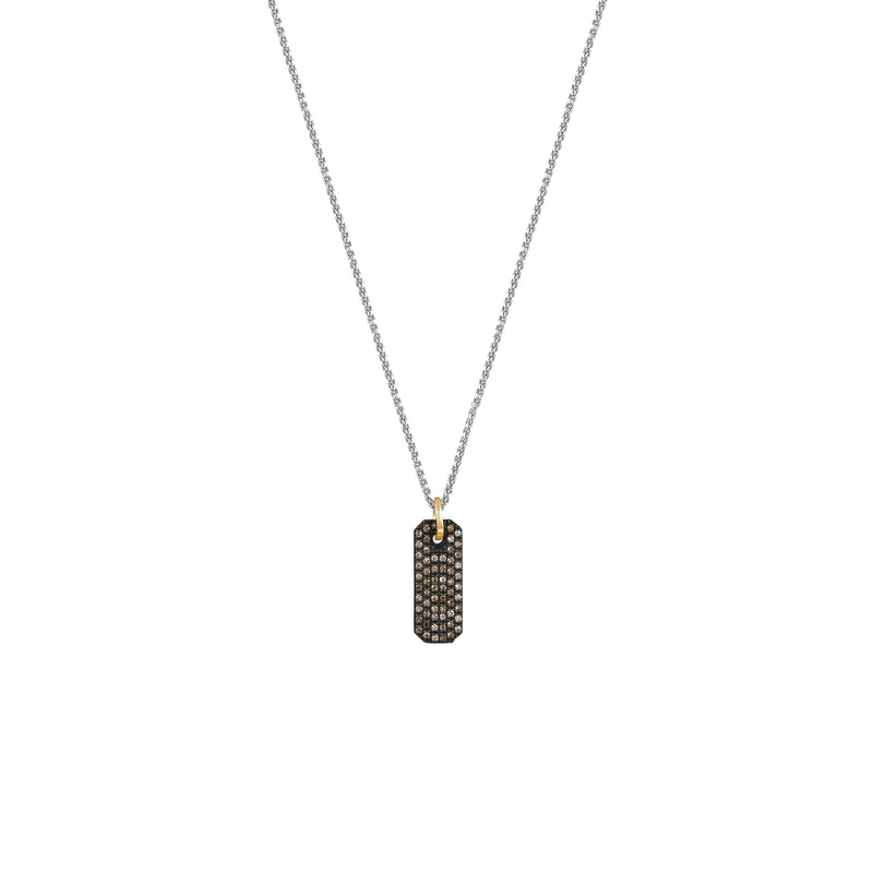 Sterling Silver Black Rhodium THEO Mini Bar Pendant with Champagne Diamonds