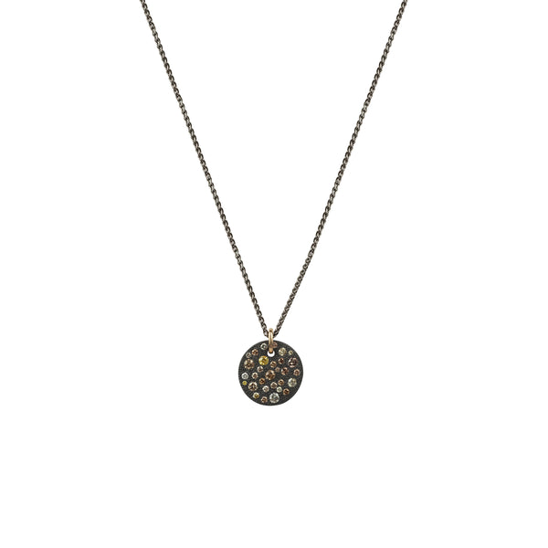 Sterling Silver Black Rhodium CLOVE champagne diamond pendant