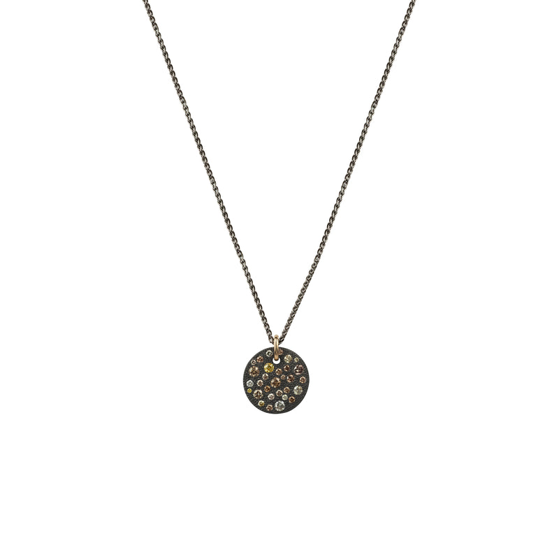Sterling Silver Black Rhodium CLOVE champagne diamond pendant