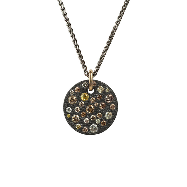 Sterling Silver Black Rhodium CLOVE champagne diamond pendant
