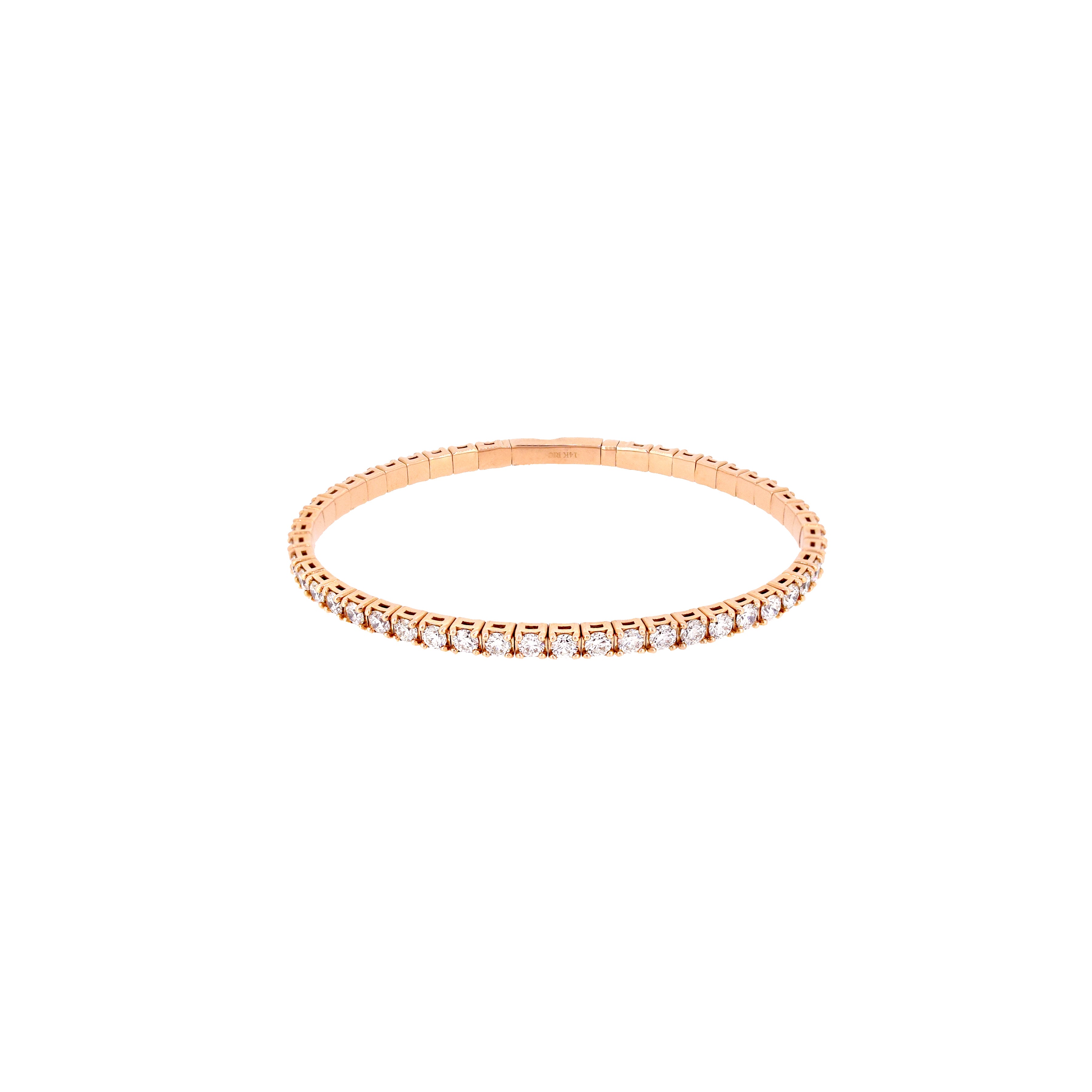 14 Karat Rosé Gold Flexible Bracelet with Diamonds