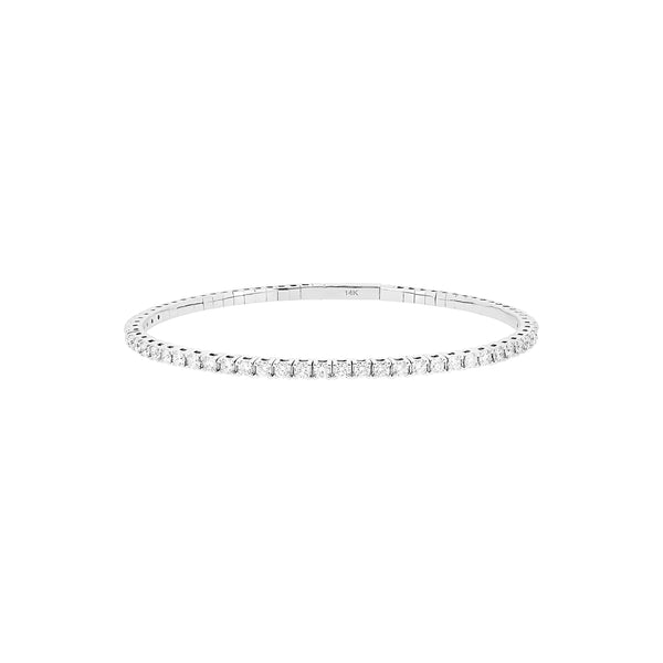 14 Karat White Gold Flexible Bangle with Diamonds