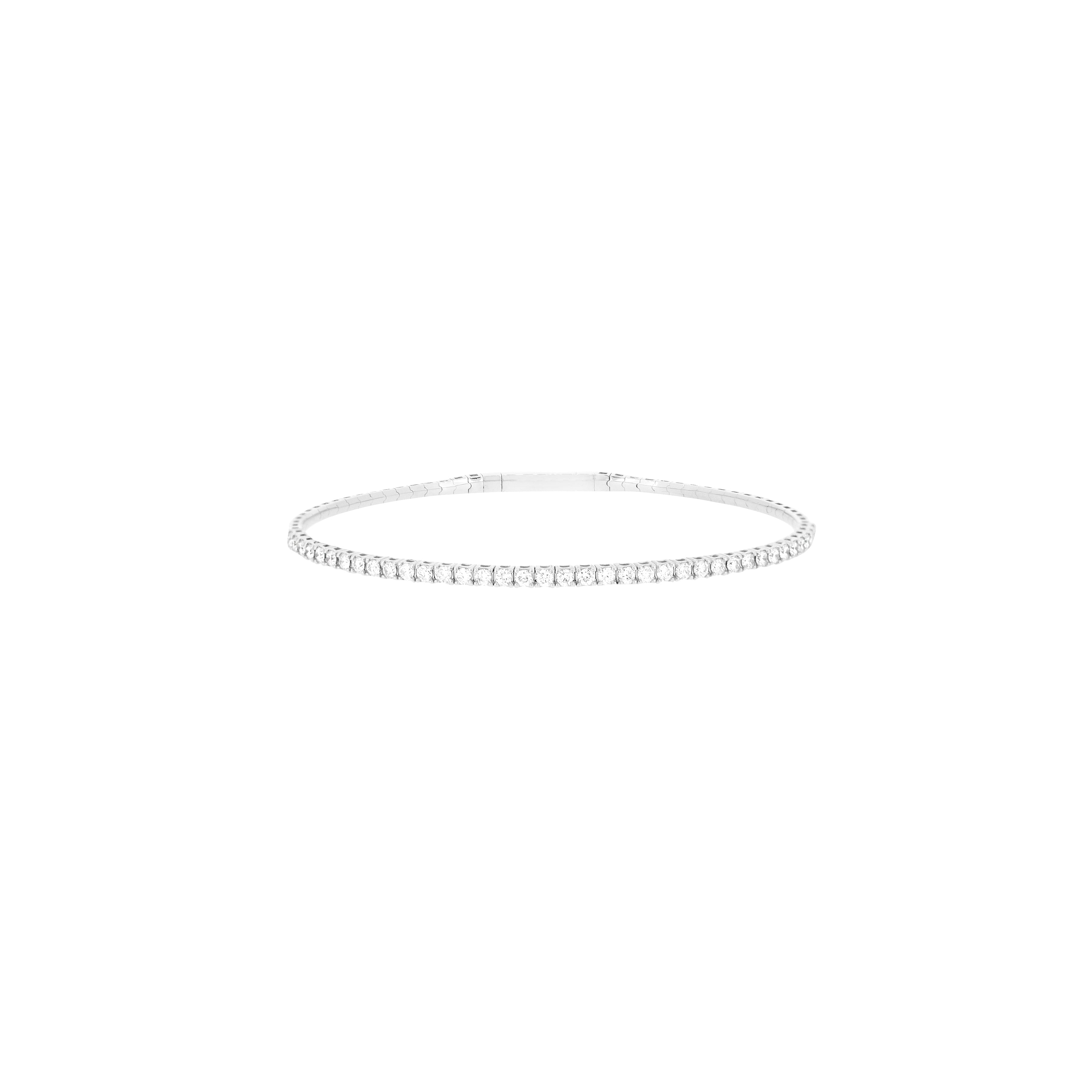 4 Karat White Gold Flexible Bangle with Diamonds