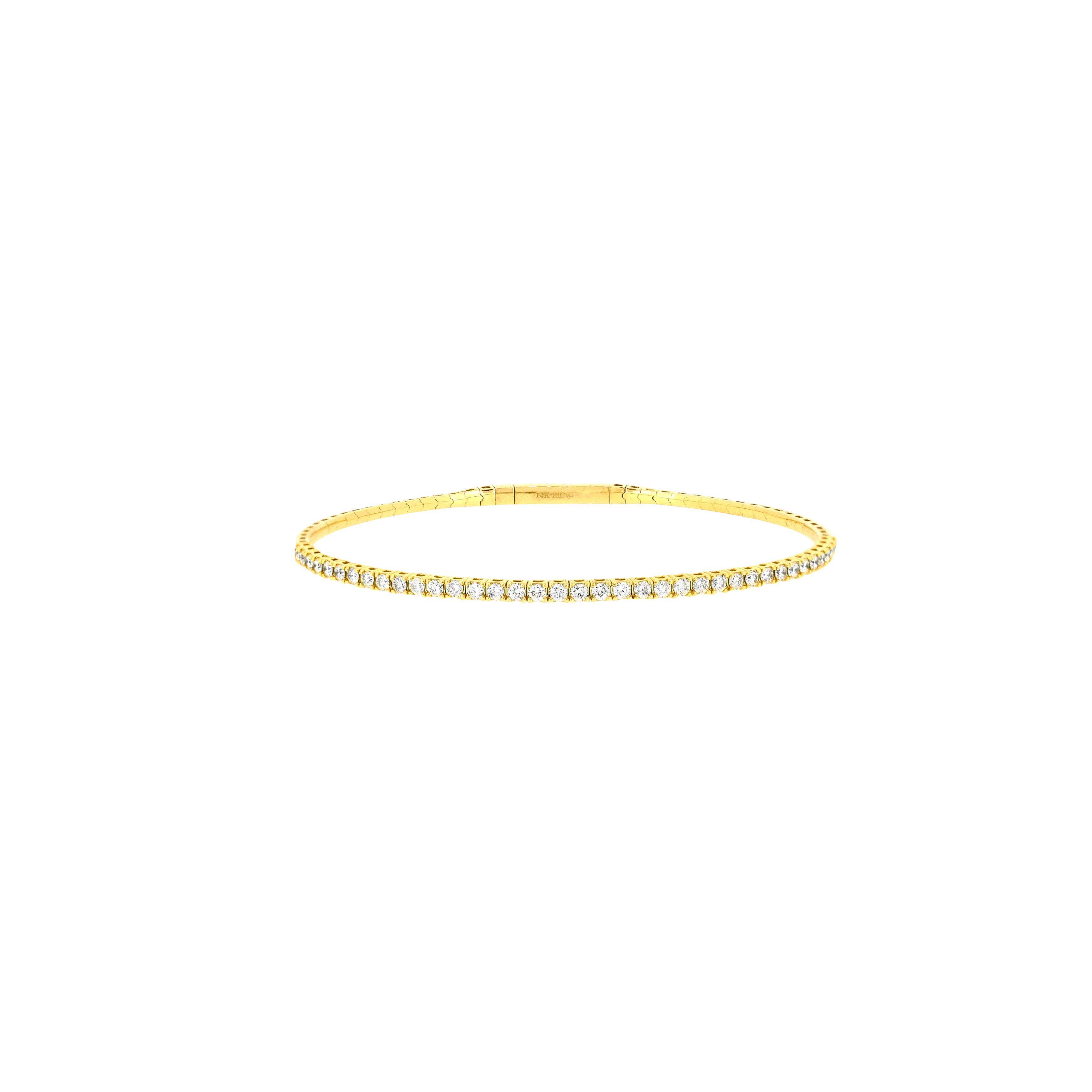 14 Karat Yellow Gold Flexible Bangle with Diamonds