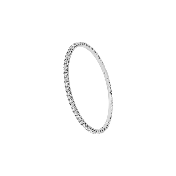 14 Karat White Gold Flexible Bangle with Diamonds