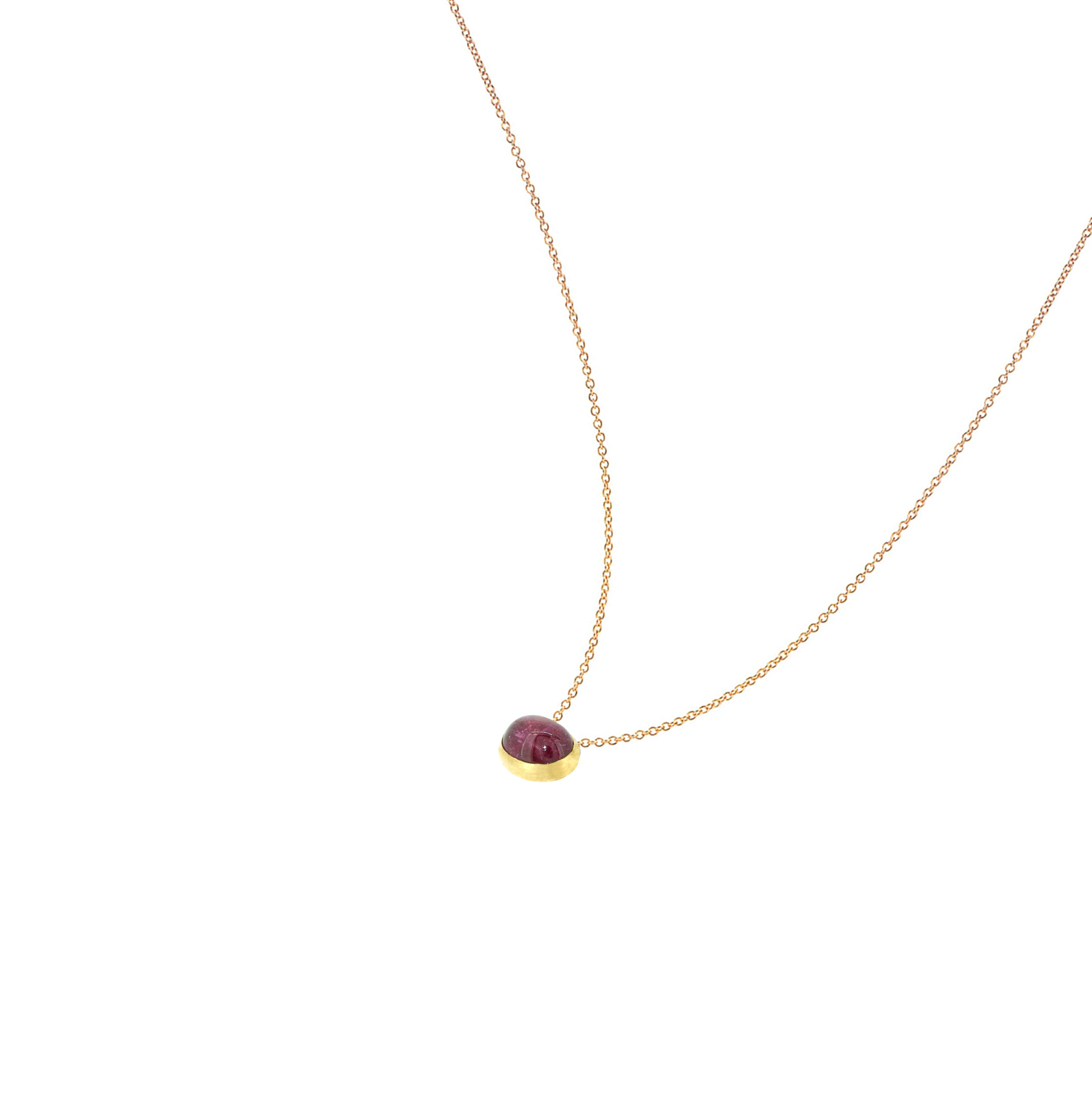 14 Karat Yellow Gold Bezel Necklace with Pink Tourmaline