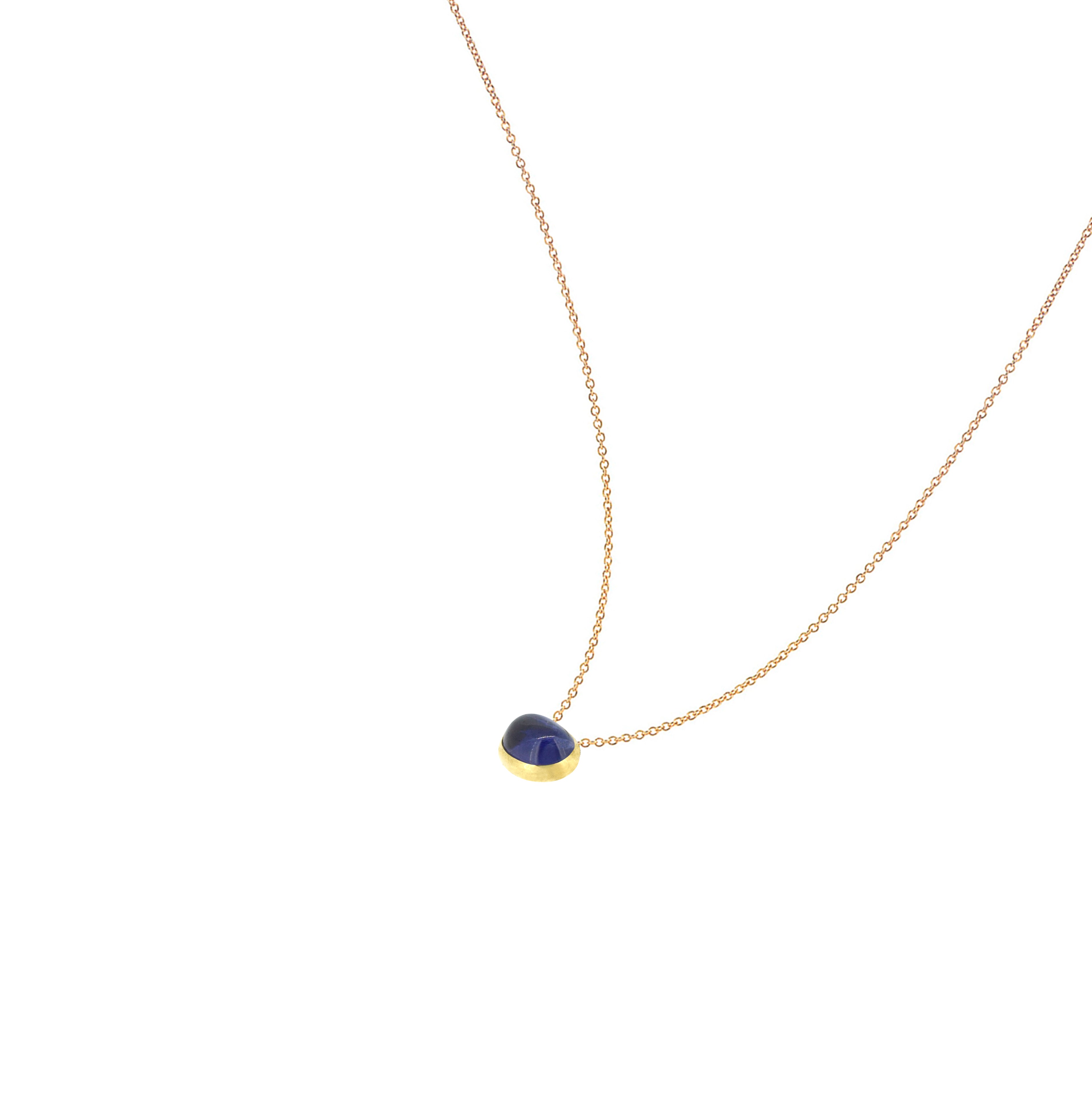 14 Karat Yellow Gold Bezel Necklace with Tanzanite