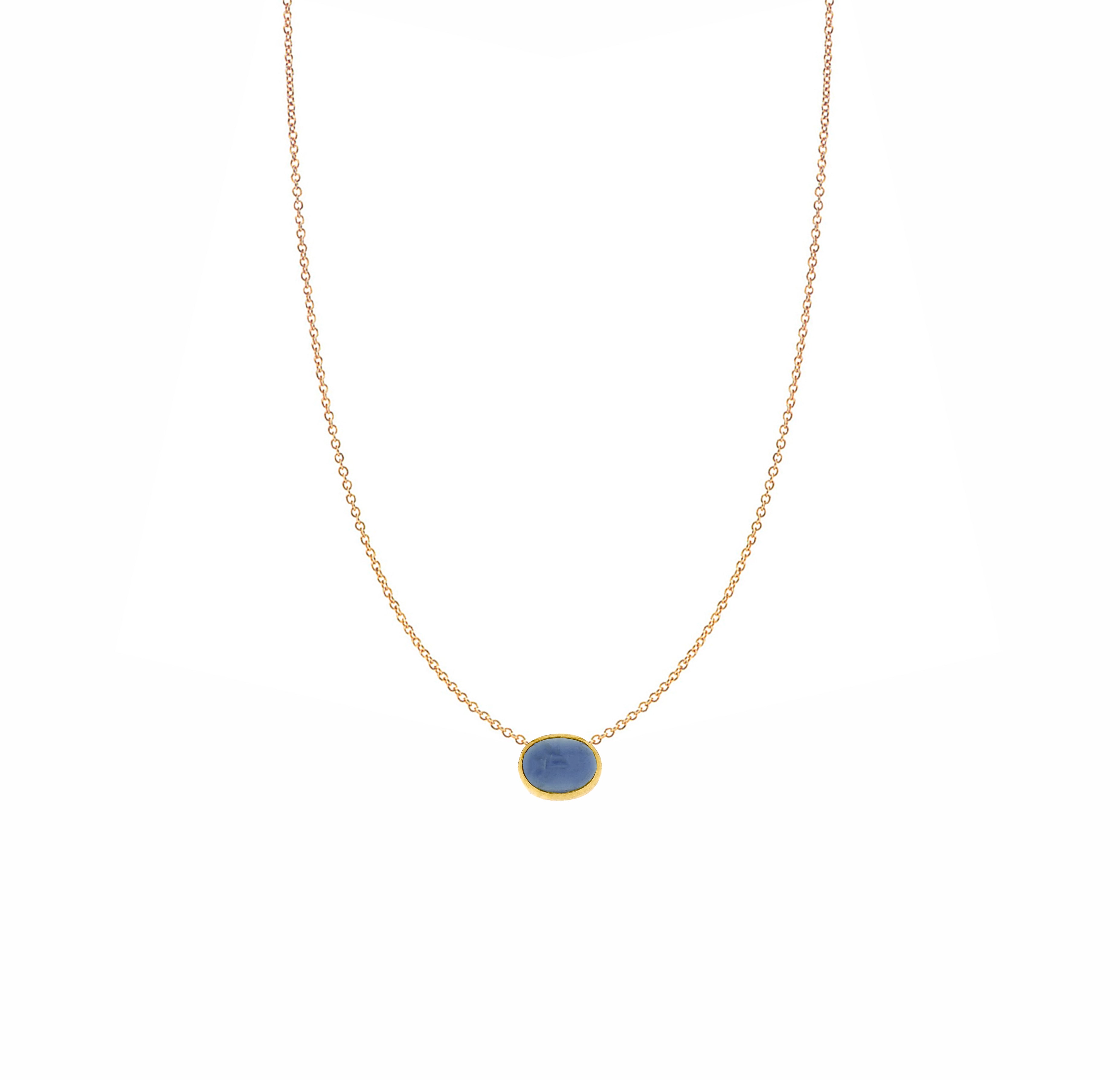 14 Karat Yellow Gold Bezel Necklace with Tanzanite