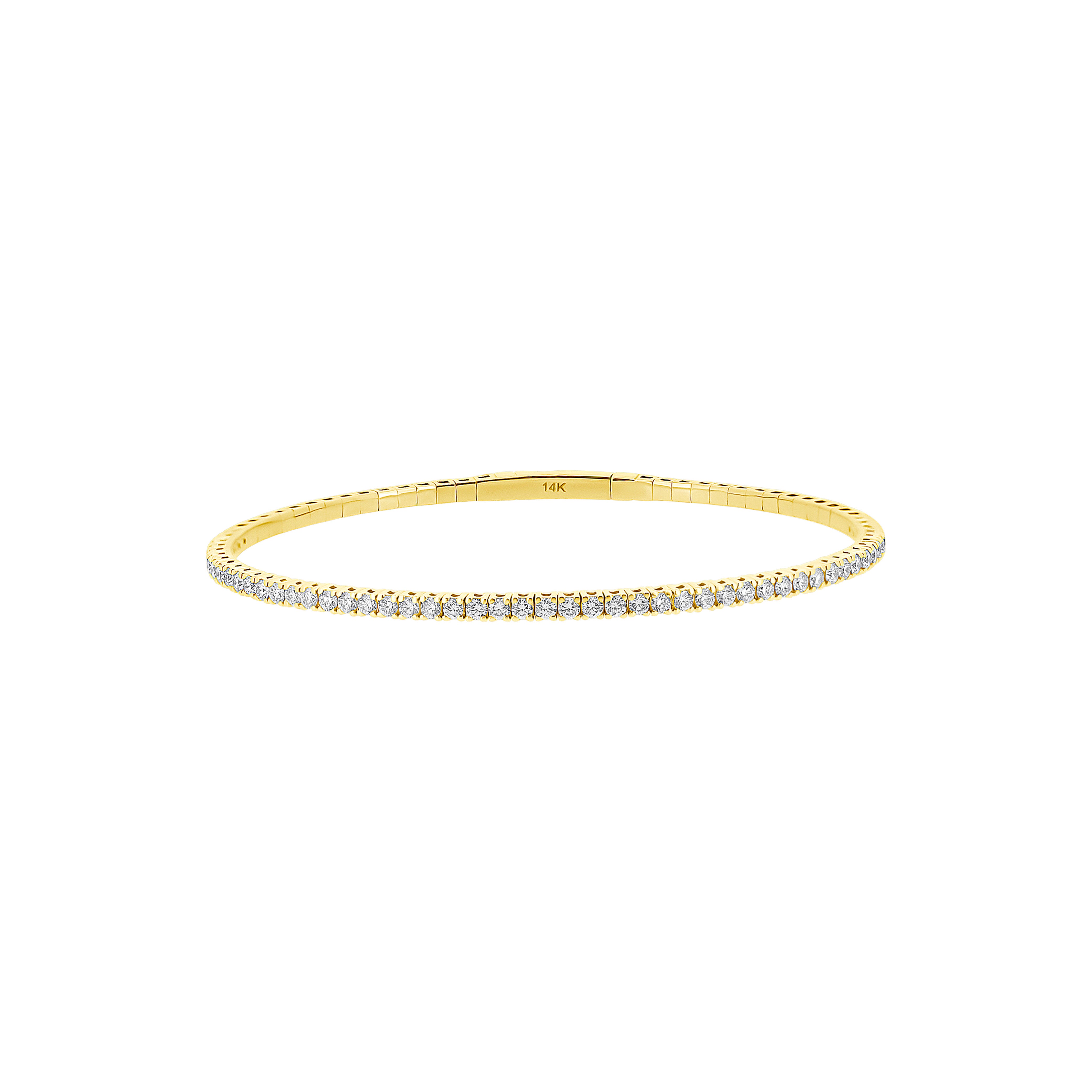 14 Karat Yellow Gold Flexible Bangle with Diamonds