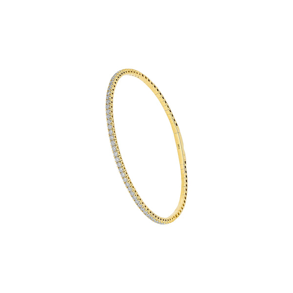 14 Karat Yellow Gold Flexible Bangle with Diamonds