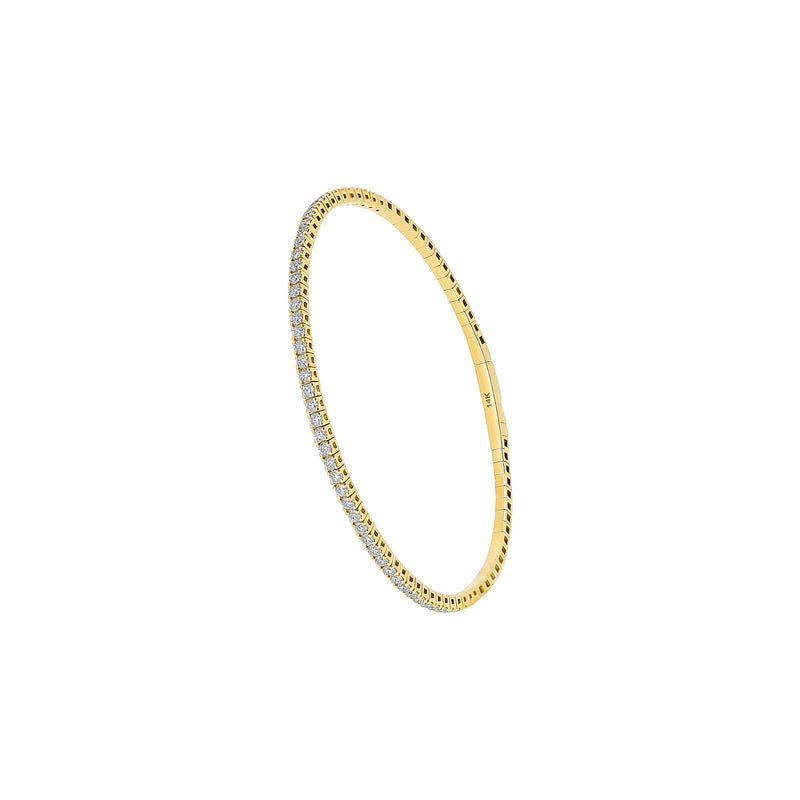 14 Karat Yellow Gold Flexible Bangle with Diamonds