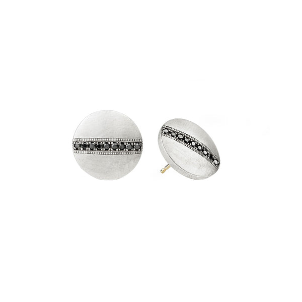 Sterling Silver Vintage Finish DACI Stud earrings with Black diamonds
