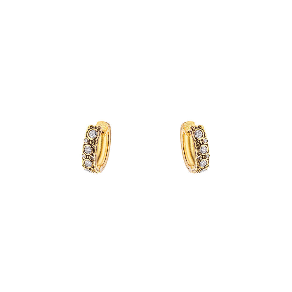 18 karat yellow gold oval hoops with diamonds