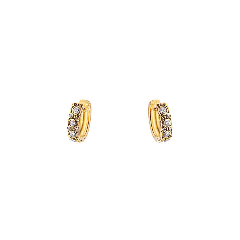 18 karat yellow gold oval hoops with diamonds