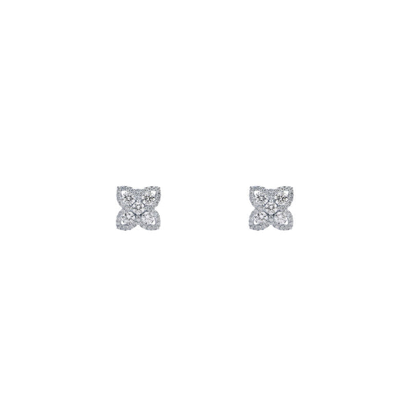 18 Karat White Gold Flower stud diamond earrings