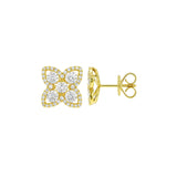 14 Karat Yellow Gold Clover Earrings With Diamonds
