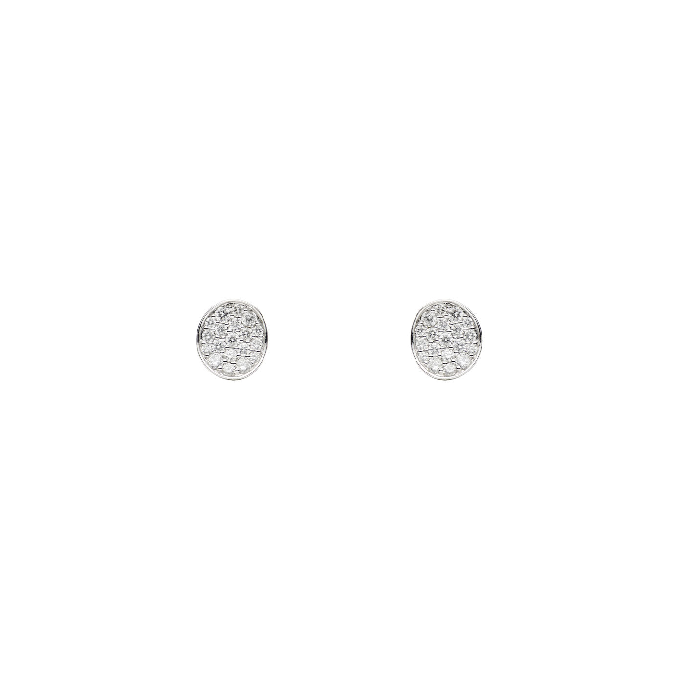 18 Karat White Gold Diamond Disc Stud Earrings