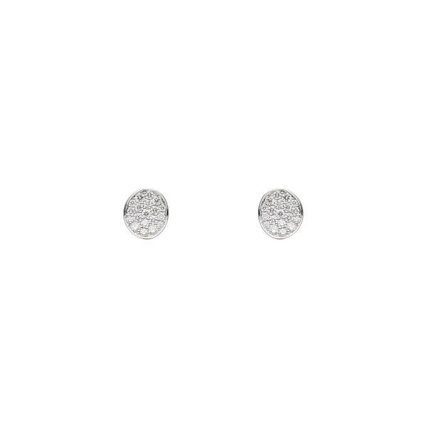 18 Karat White Gold Diamond Disc Stud Earrings