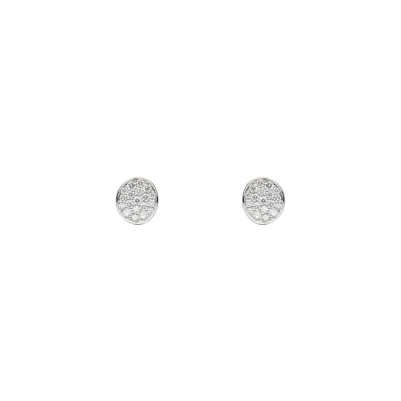 18 Karat White Gold Diamond Disc Stud Earrings
