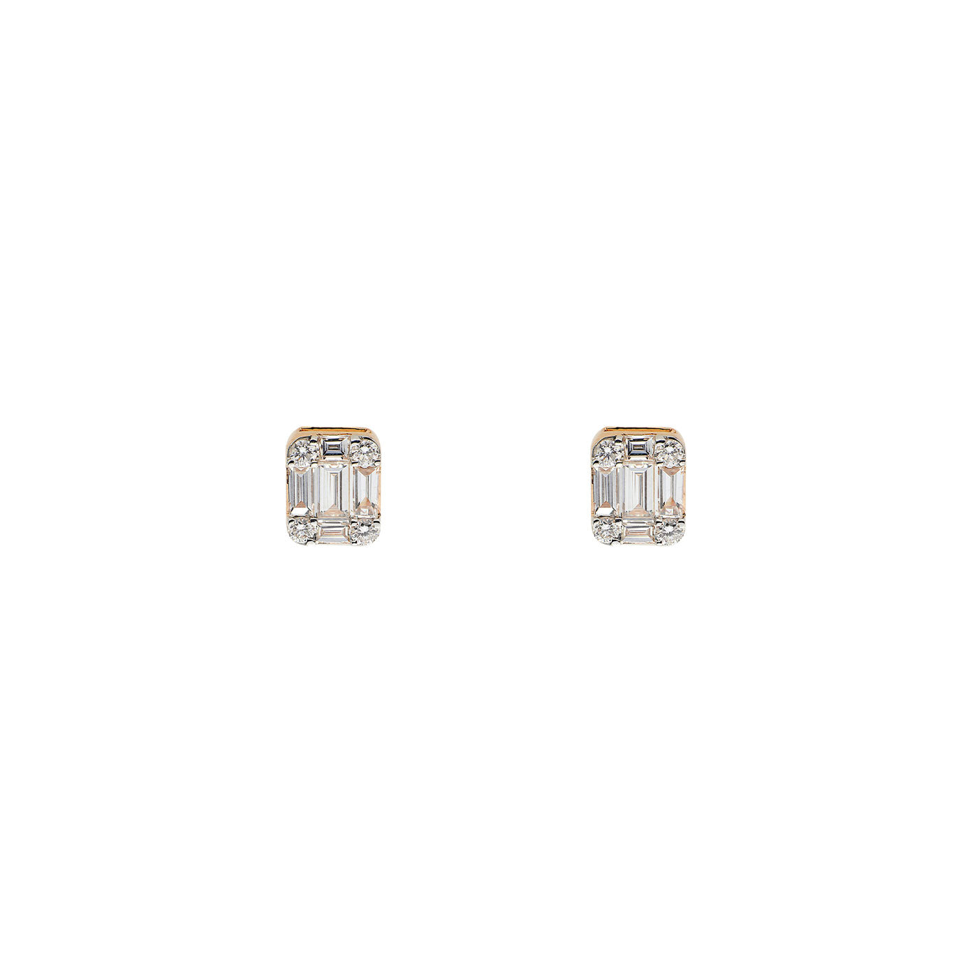 18 Karat Rosé Gold Illusion set diamond Stud Earring