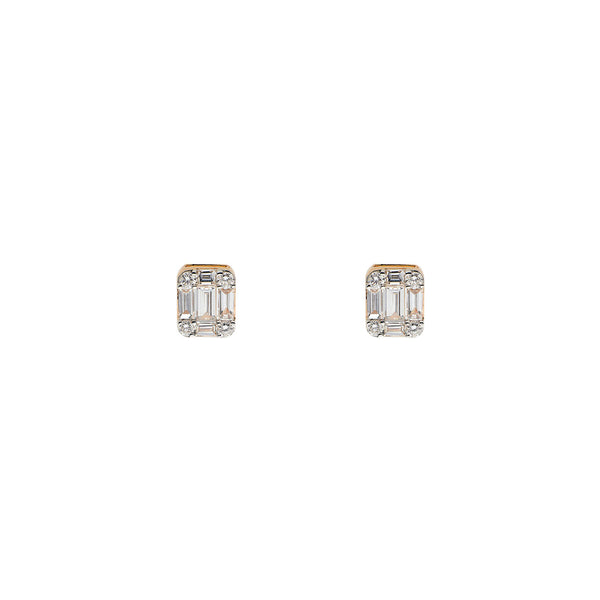 18 Karat Rosé Gold Illusion set diamond Stud Earring