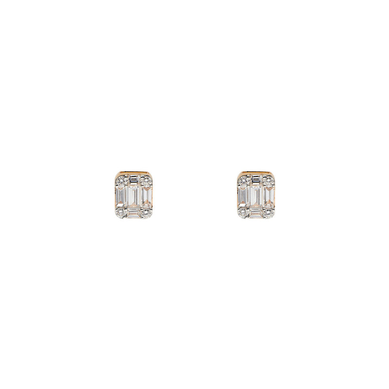 18 Karat Rosé Gold Illusion set diamond Stud Earring
