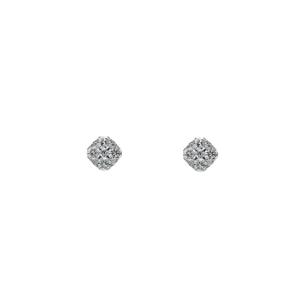 18 Karat White Gold Cluster Diamond Earrings