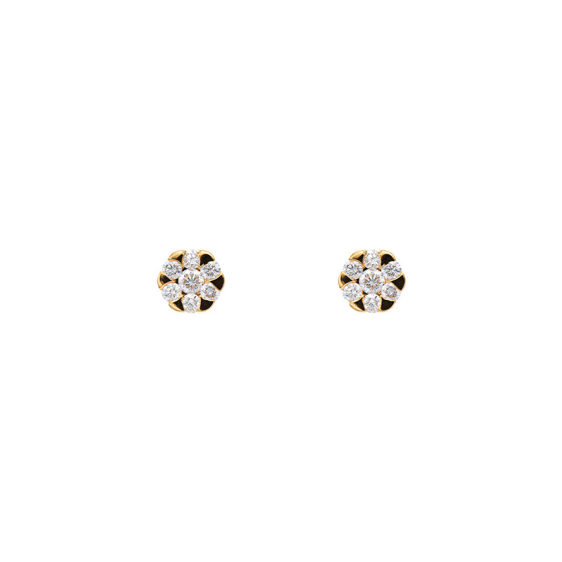 18 Karat Rosé Gold Stud Diamond Flower Earrings