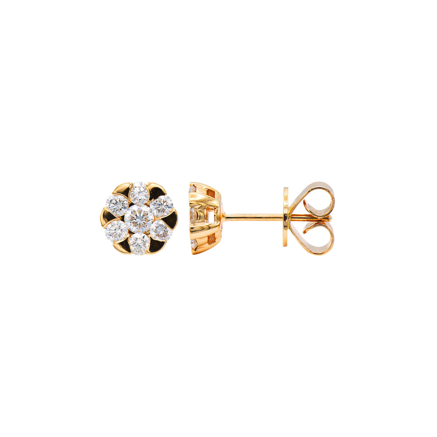 18 Karat Rosé Gold Stud Diamond Flower Earrings