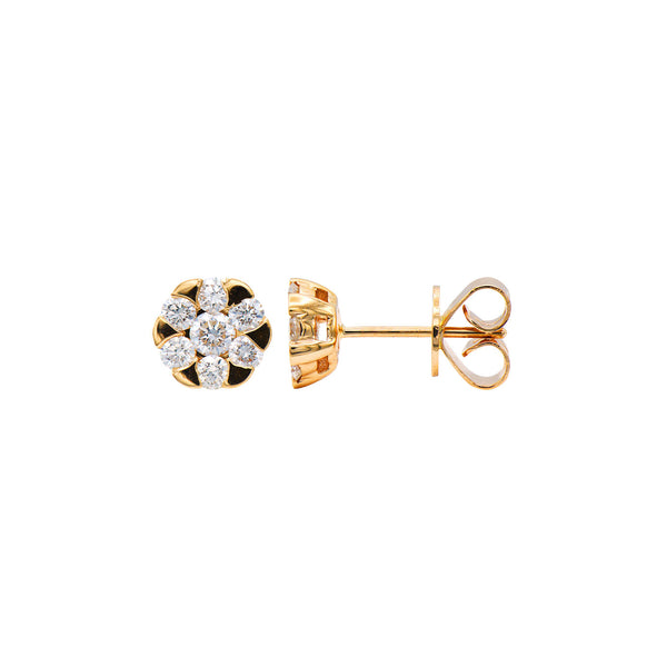 18 Karat Rosé Gold Stud Diamond Flower Earrings