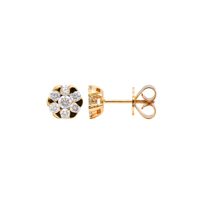 18 Karat Rosé Gold Stud Diamond Flower Earrings