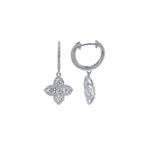 18 Karat White Gold Flower Drop Diamond earrings