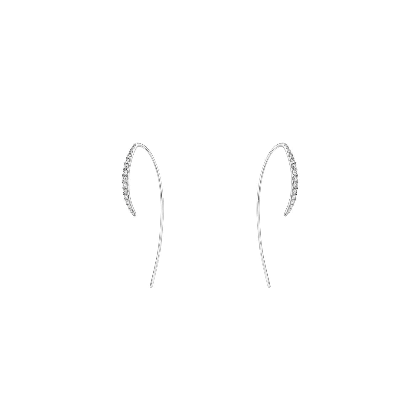 18 Karat White Gold Hook Diamond Earrings