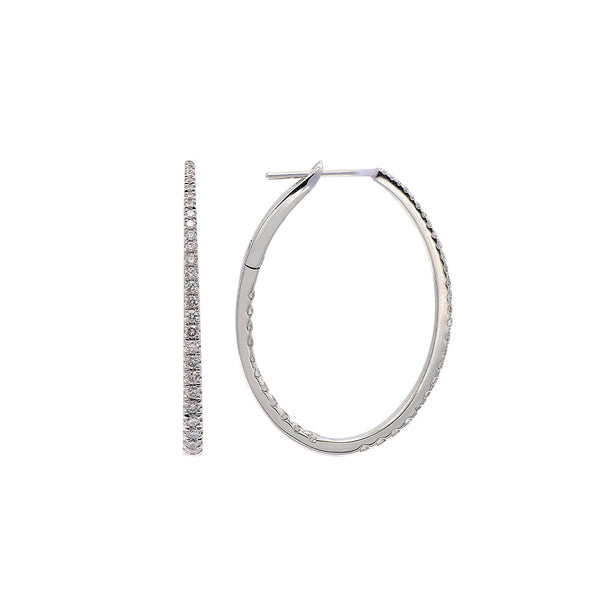 18 Karat White Gold diamond hoops