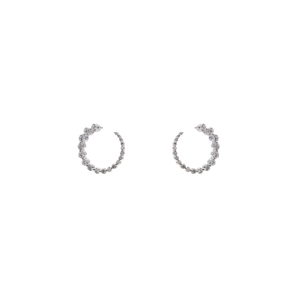 18 Karat White Gold forward facing hoops with diamonds