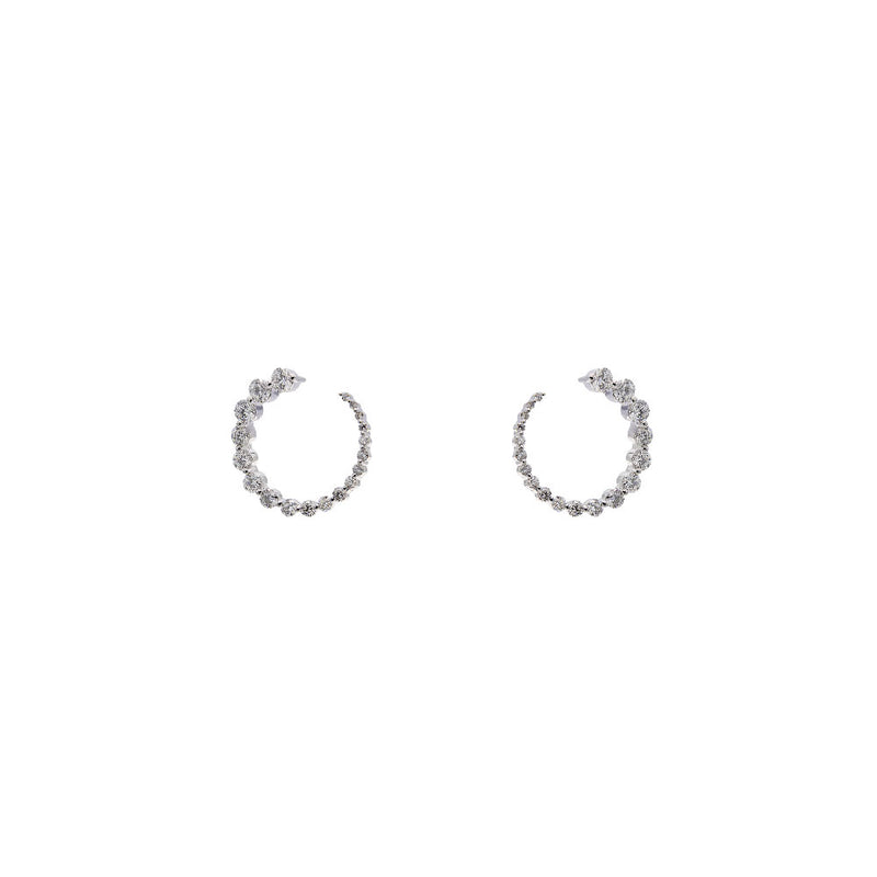 18 Karat White Gold forward facing hoops with diamonds