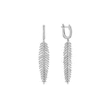 18 Karat White Gold Diamond Feather Earrings