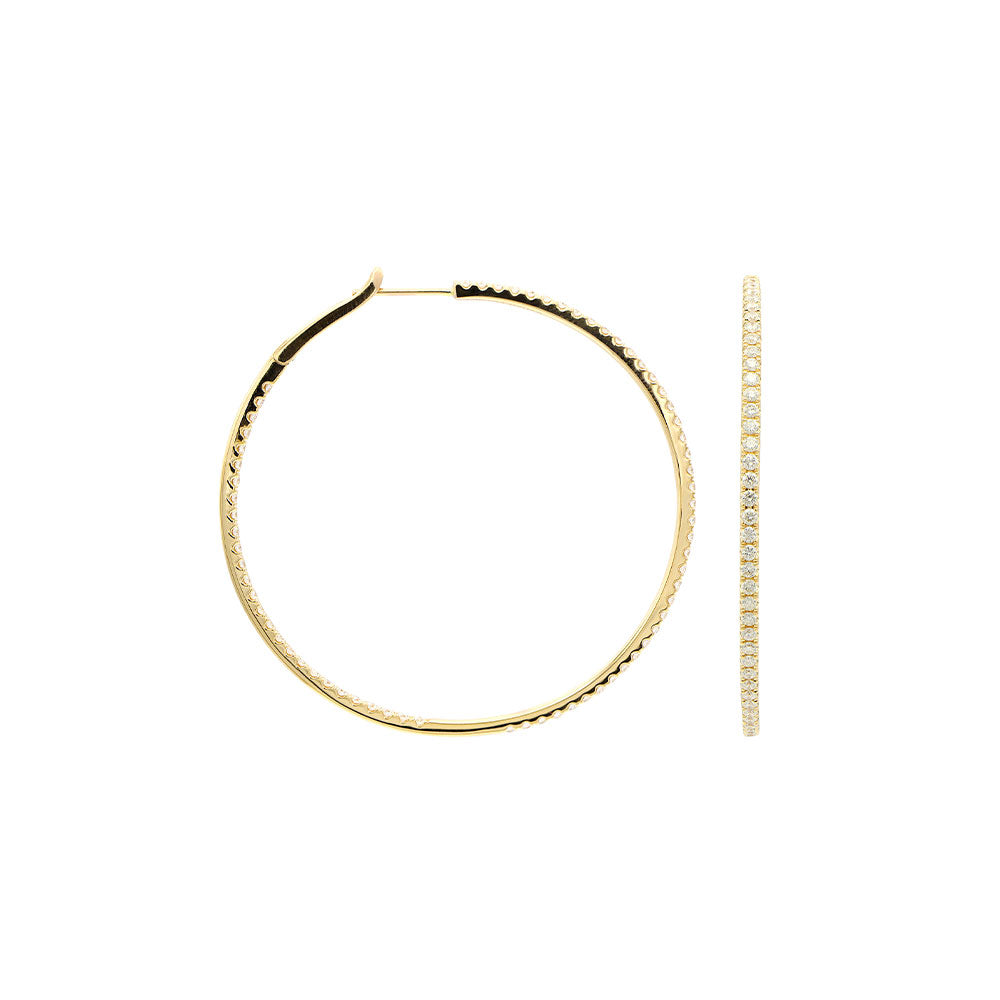 18 Karat Yellow Gold Large Inside Out Diamond Hoops