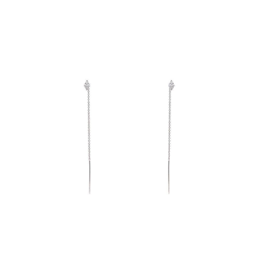 14 Karat White Gold Diamond Threader Earrings