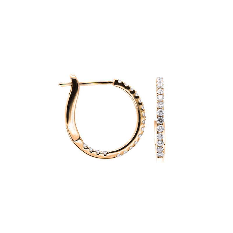 18 Karat Yellow Gold Small Diamond Hoops earrings