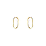 18 Karat Yellow Gold Hexagon Inside/Out Diamond Hoop Earrings