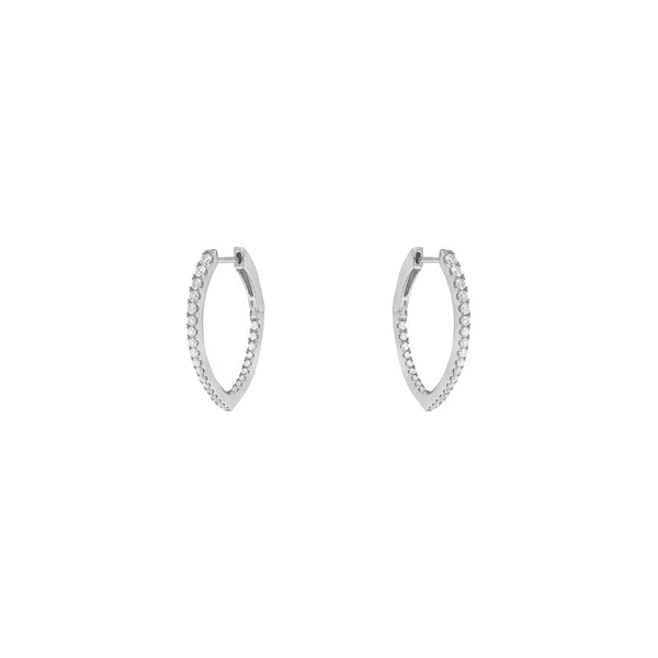 18 Karat White Gold Pointed Inside/Out Diamond Hoop Earrings