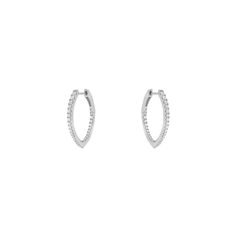 18 Karat White Gold Pointed Inside/Out Diamond Hoop Earrings