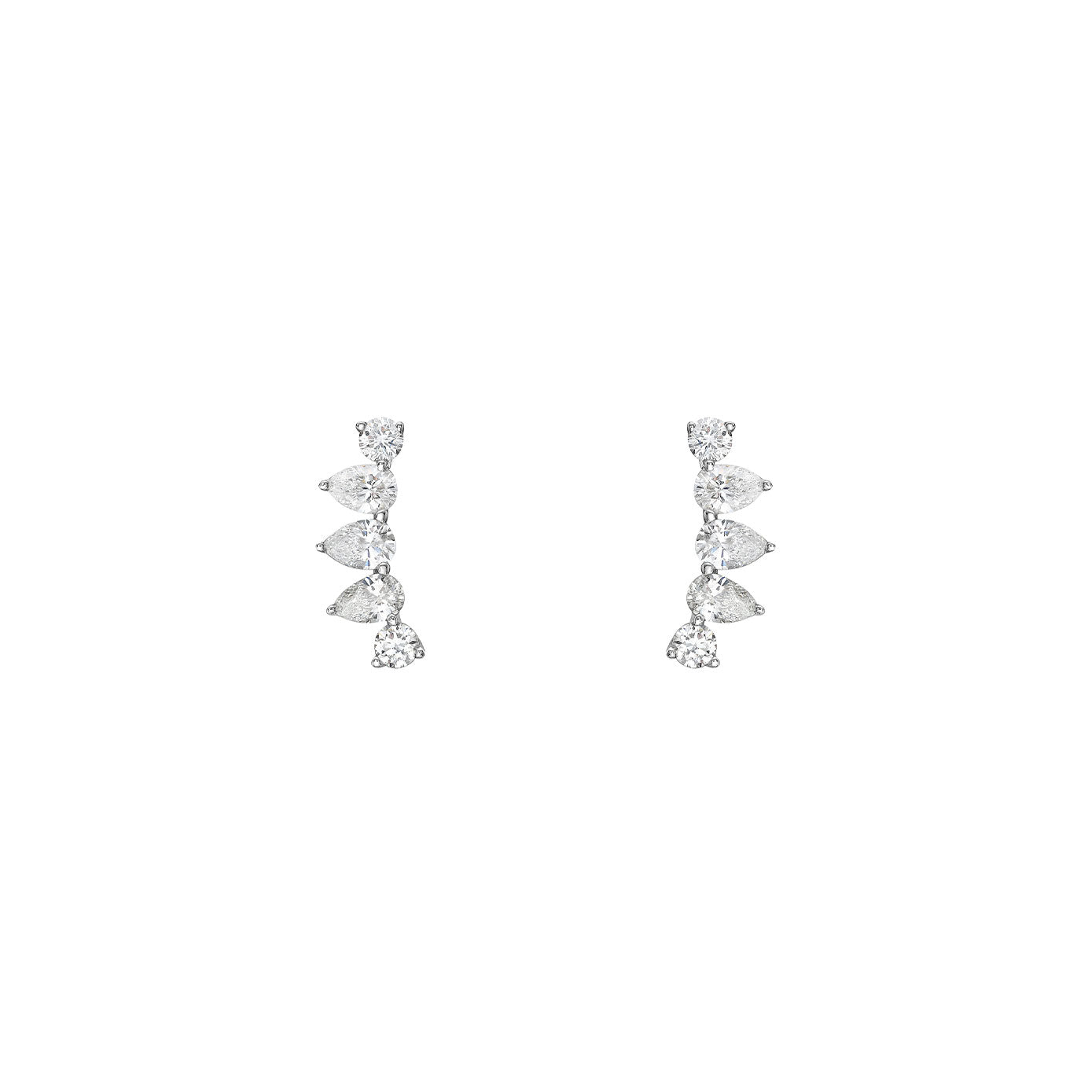 18 Karat White Gold Ear Diamond Crawler Earrings