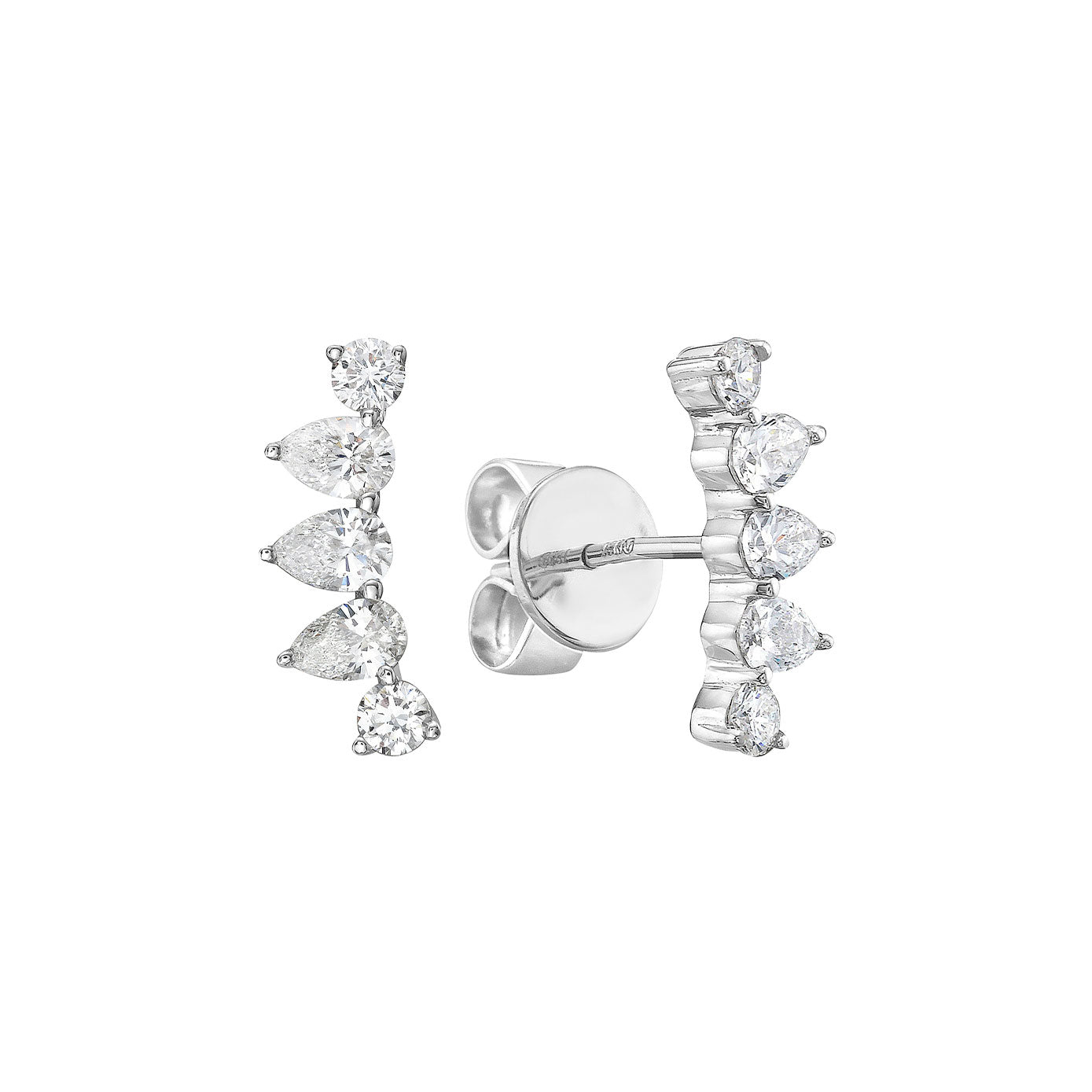 18 Karat White Gold Ear Diamond Crawler Earrings