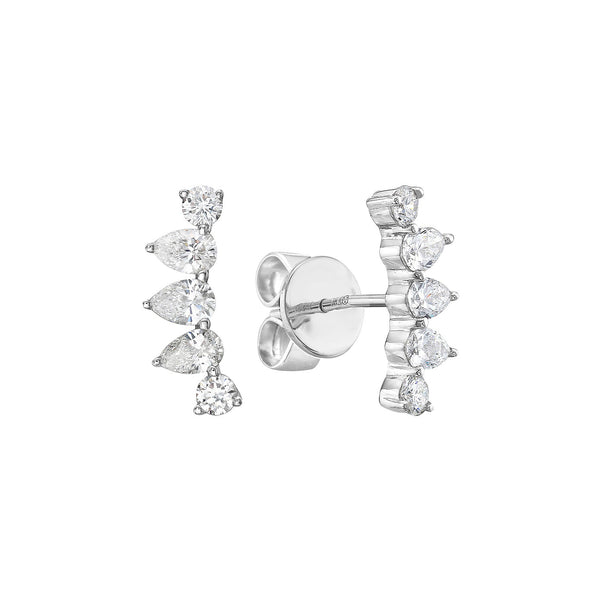 18 Karat White Gold Ear Diamond Crawler Earrings